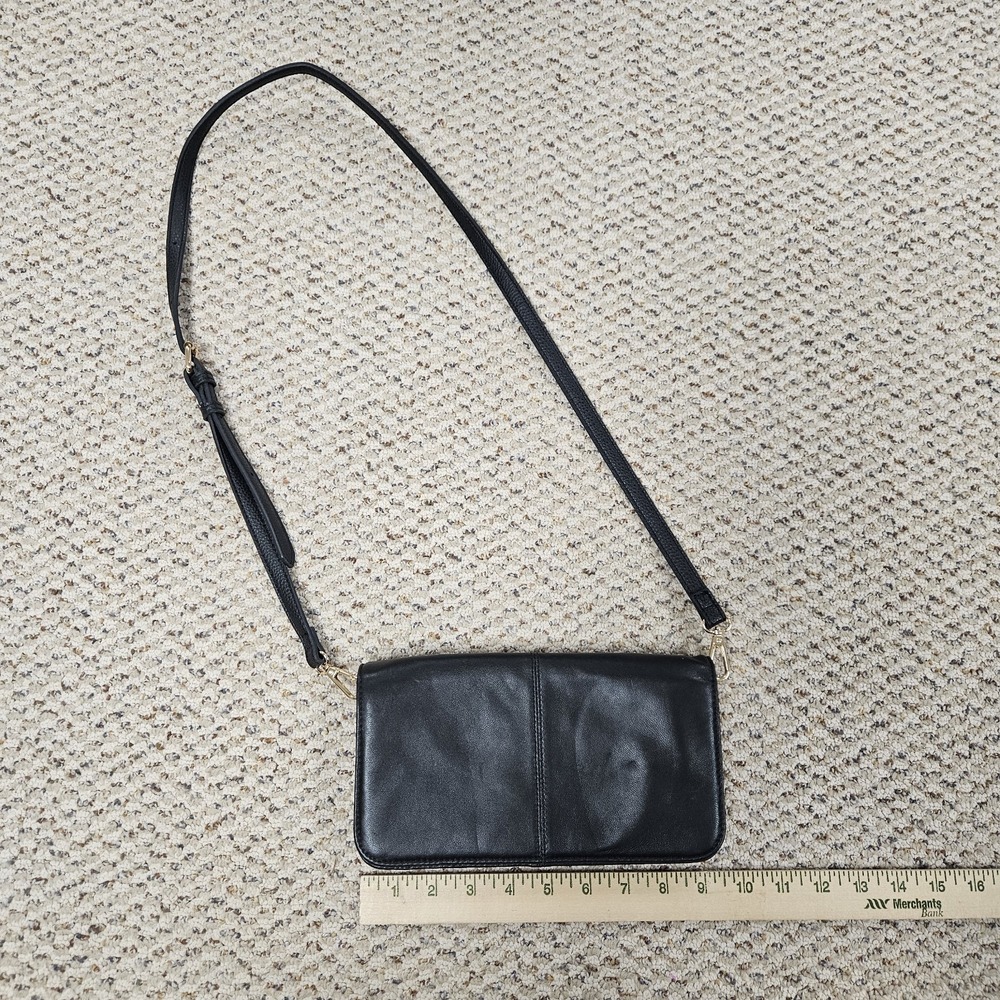 Wilsons Leather Black Leather Crossbody Wallet Shoulder Bag